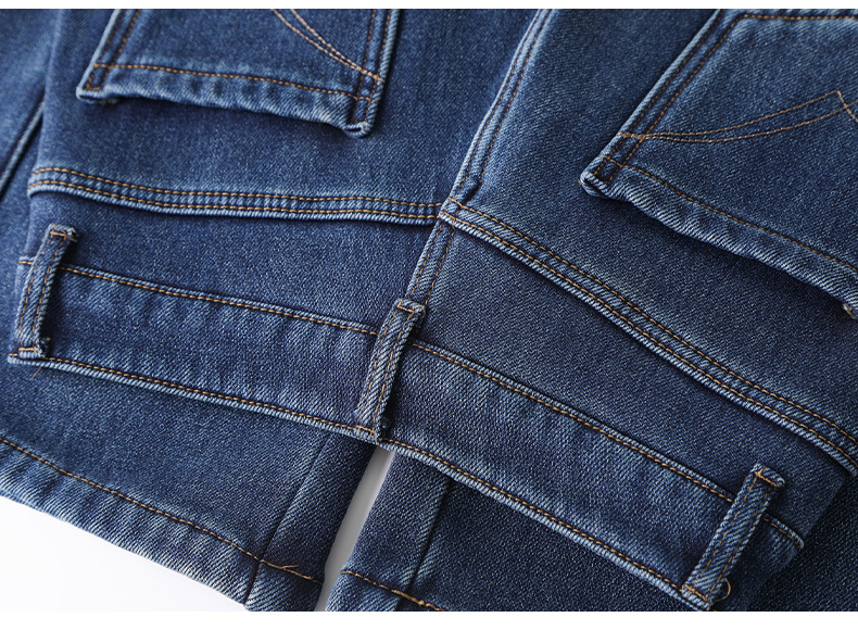 Denim blue fashionable narrow style jeans for women 2025 autumn/winter new high-waisted, slimming, fleece warm, casual straight-leg pants pic 13