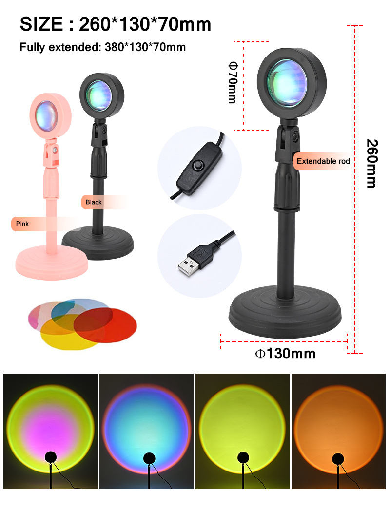 夕阳灯氛围灯可伸缩支架创意落日灯app遥控智能调光卧室小夜灯详情19
