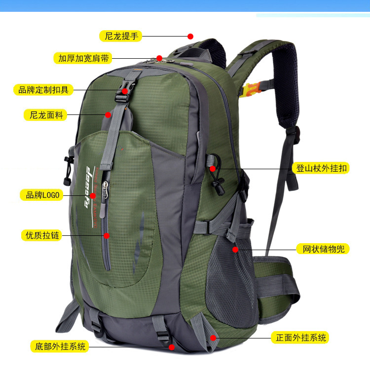 户外双肩背轻便骑行40升旅行多功能登山防泼水休闲徒步便携学生包详情2