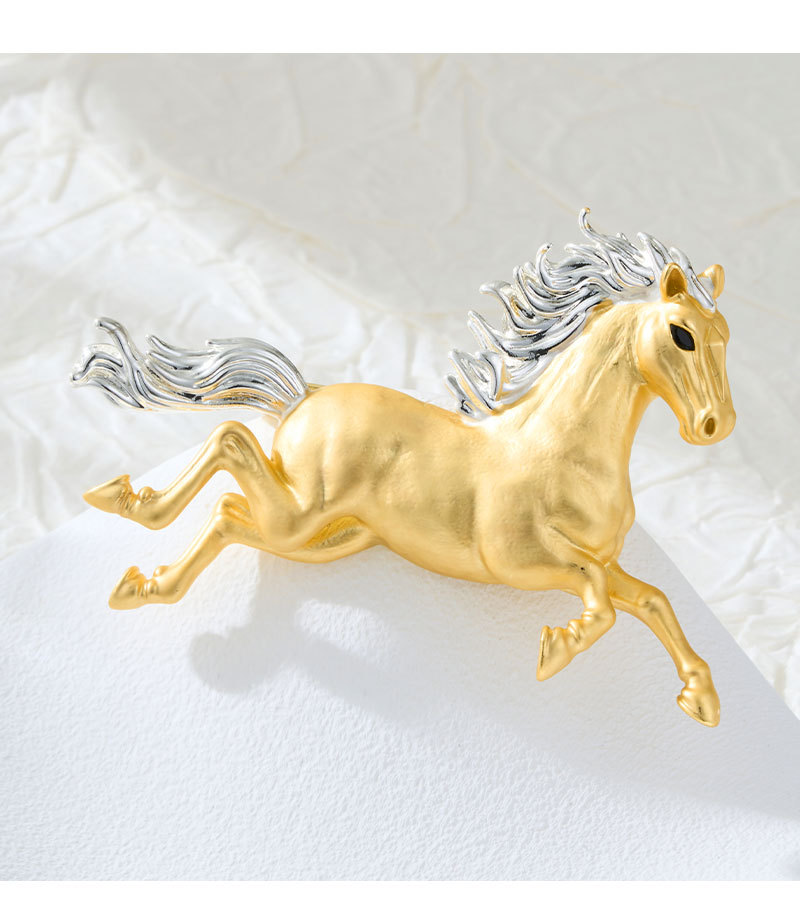 High-end two-color gold three-dimensional horse brooch, good luck for the New Year immediately, zodiac horse brooch gift, perfect choice for both men and women pic 14