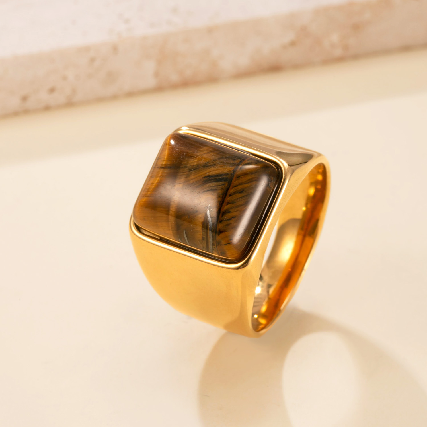 欧美新款不锈钢戒指铸造虎眼石几何戒指复古风情侣对戒批发厂家详情14