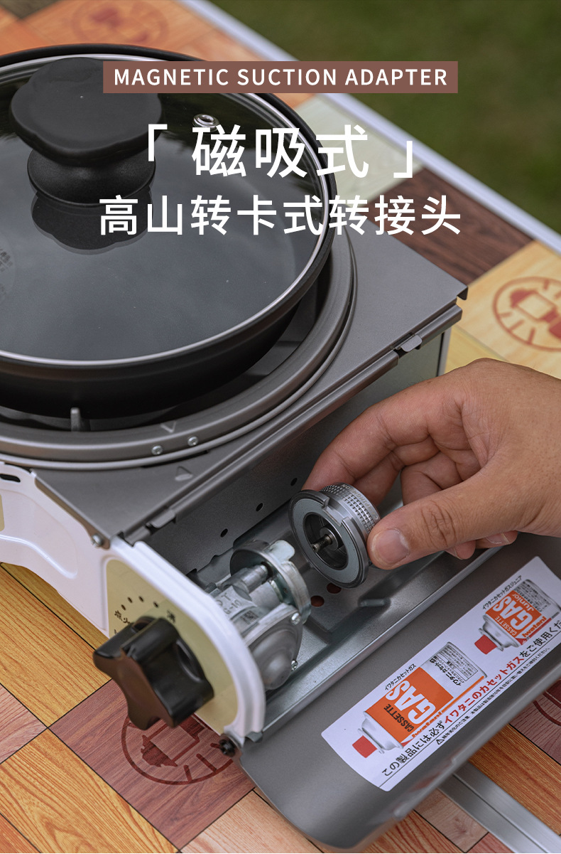 柯曼磁吸式卡转接头户外露营燃气灶炉具配件气罐转换头多国适用详情2