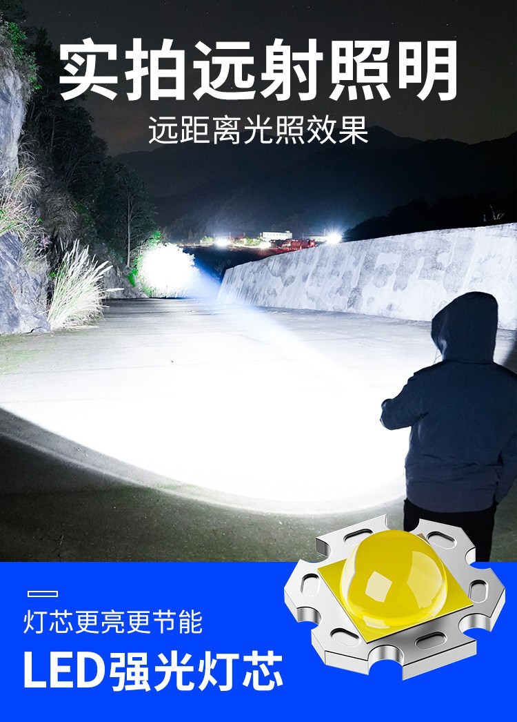 跨境热销双光源野外露营手电筒带挂钩便携式户外探险骑行暖光灯详情20