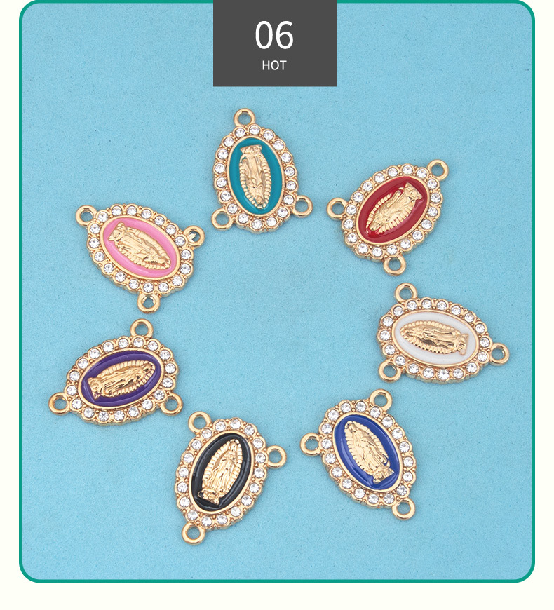 New creative alloy three-pendant diy accessories, religious Virgin Mary oil drip diamond necklace bracelet pendant pendant, Virgin Mary Buddha Statue, Guan Gong statue, Wong Tai Sin statue, Jade Guanyin Buddha utensils and accessories pic 8