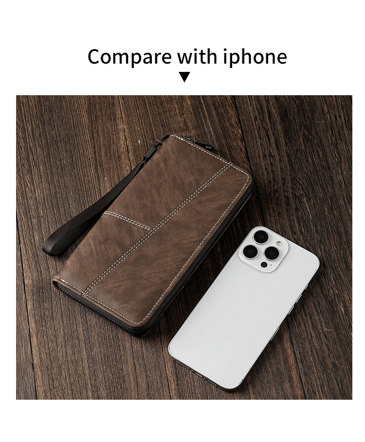 厂家批发男士钱包长款手机包多卡位大容量拉链皮夹便携卡包男钱夹详情8