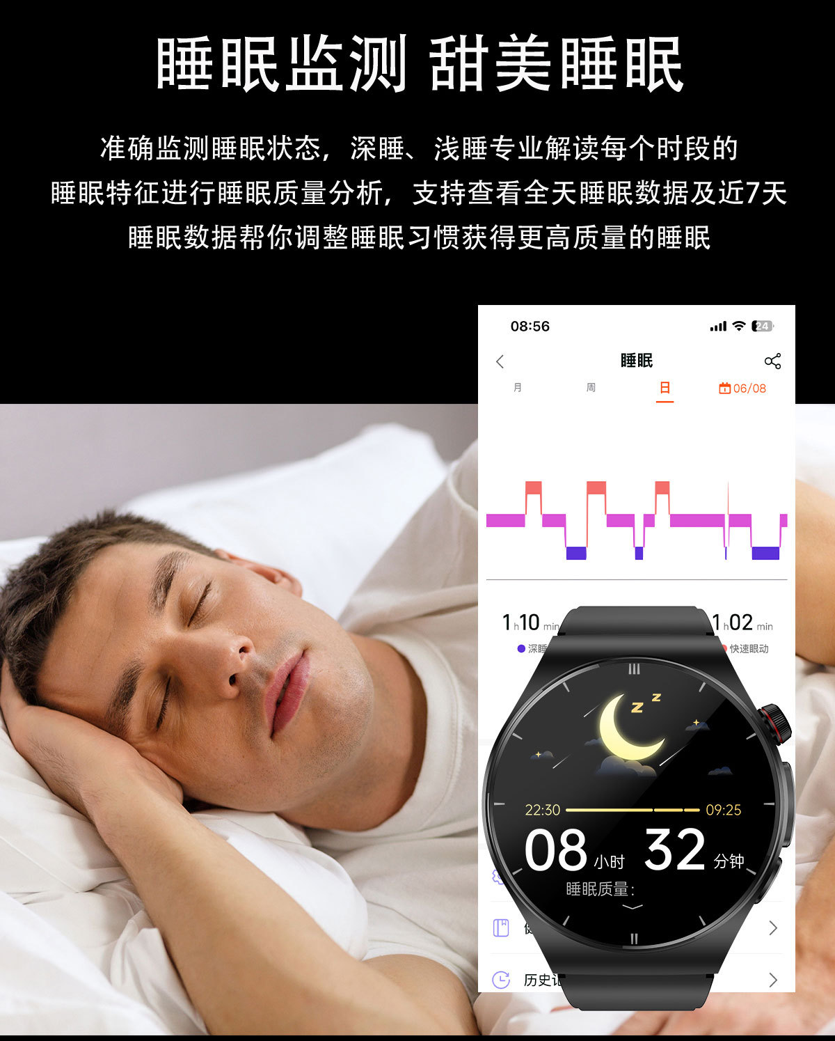 智能手表ET340蓝牙通话心率血氧血压睡眠计步健康监测运动手环表详情12