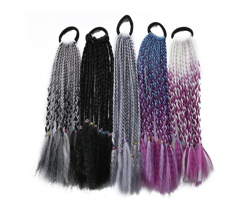Colorful braids for children, hip-hop gradient short braids, hair bands, ponytails, dreadlocks, wigs, European and American Tibetan hair accessories pic 4
