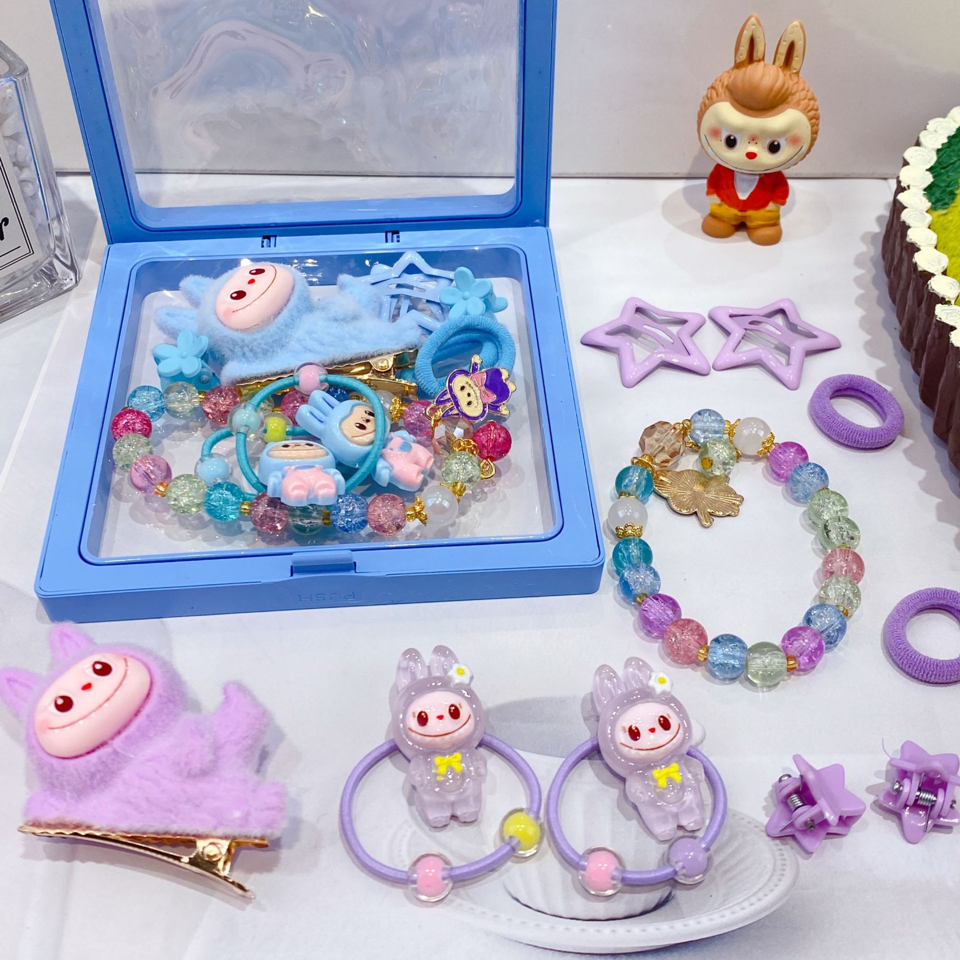 新款哒布布水晶手链卡通皮筋发夹饰品套装可爱少女心装扮时尚精品详情14