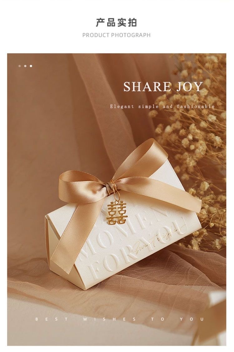 New high-end wedding candy box for 2025 wedding, triangular empty box as a souvenir wholesale pic 9