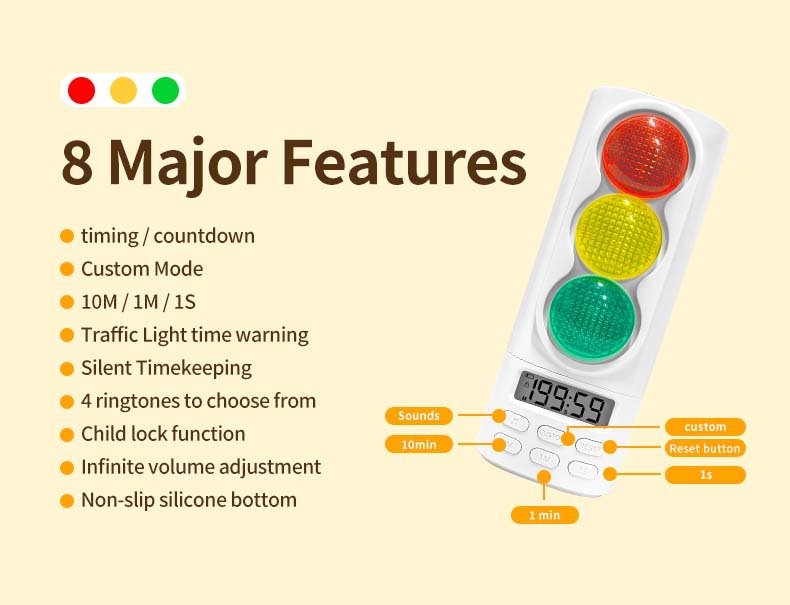 New cross-border traffic light timer, student enlightenment learning check-in schedule, high appearance level self-discipline timer pic 8