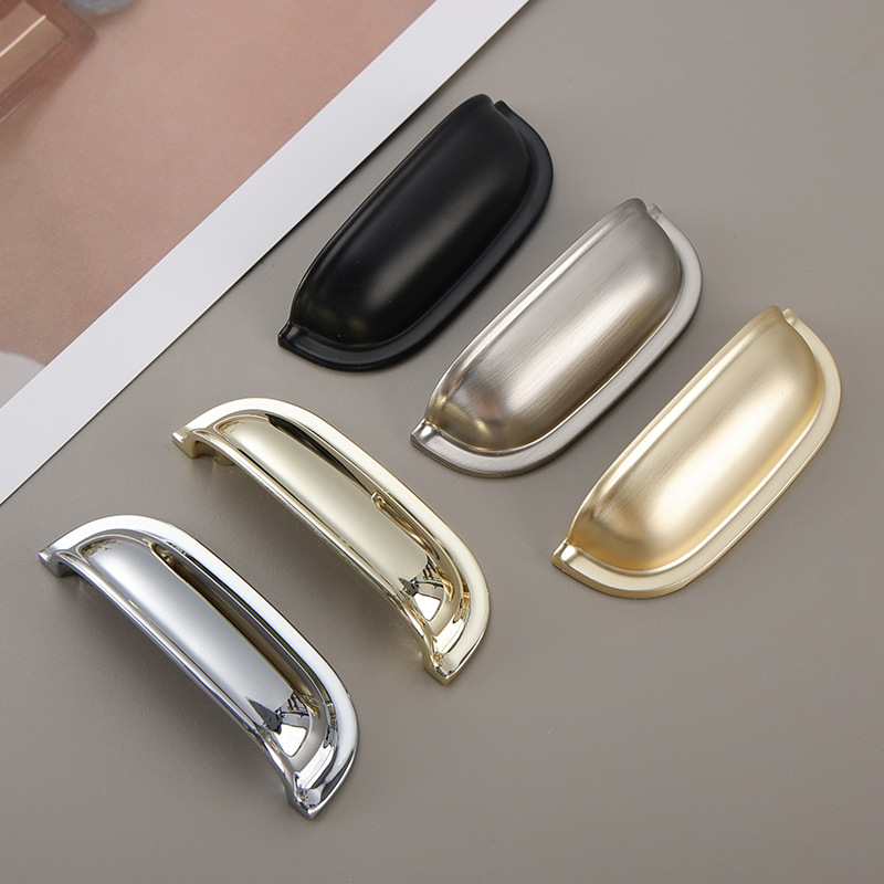 Wholesale of shell handles, American-style antique cabinet drawers, semi-circular handles, European light luxury copper brushed bright chrome handles pic 13