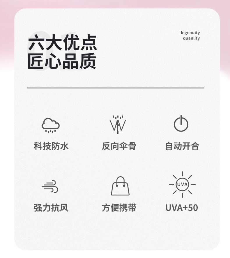 伞批发雨伞防晒遮阳伞黑胶三折反向女生太阳伞晴雨两用自动伞工厂详情42