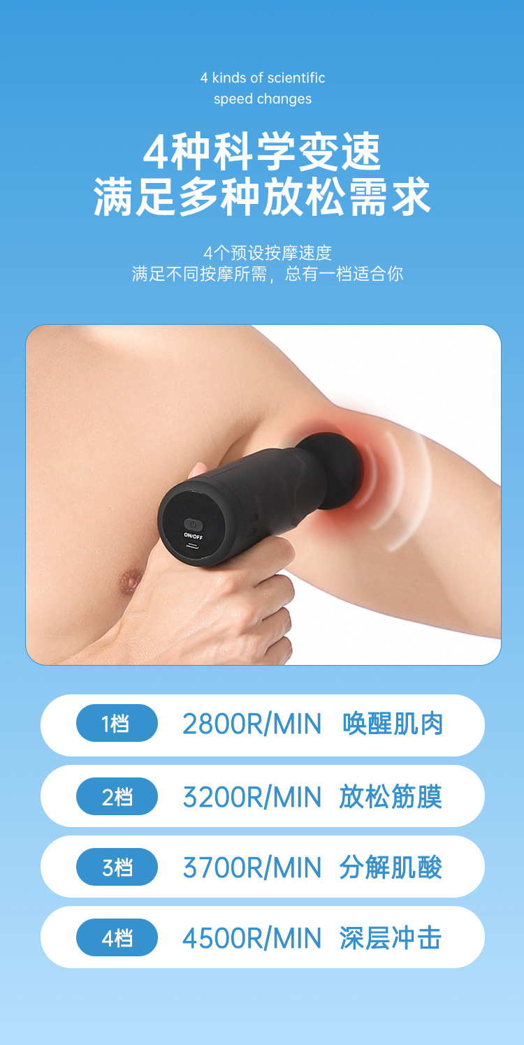 定制家用型筋膜枪 全身筋膜放松便携式高频多档位振动MIN I按摩器详情8
