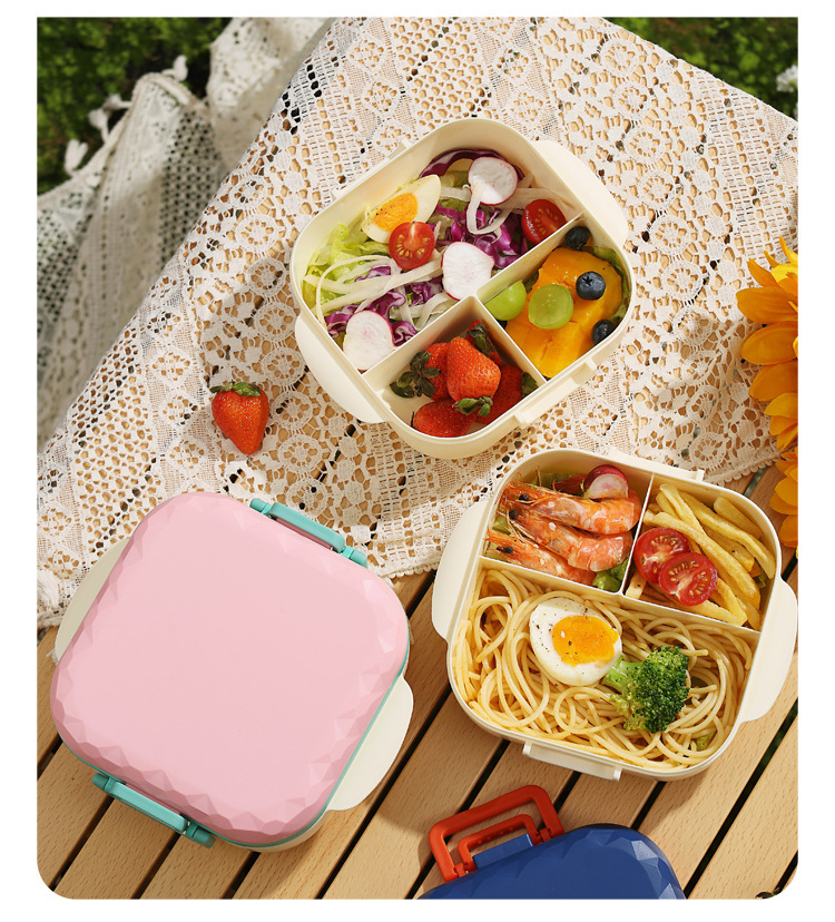 Nordic InS-style modern sealed lunch box, student dormitory bento box with lid, multi-functional compartments bowl with fork and spoon pic 29
