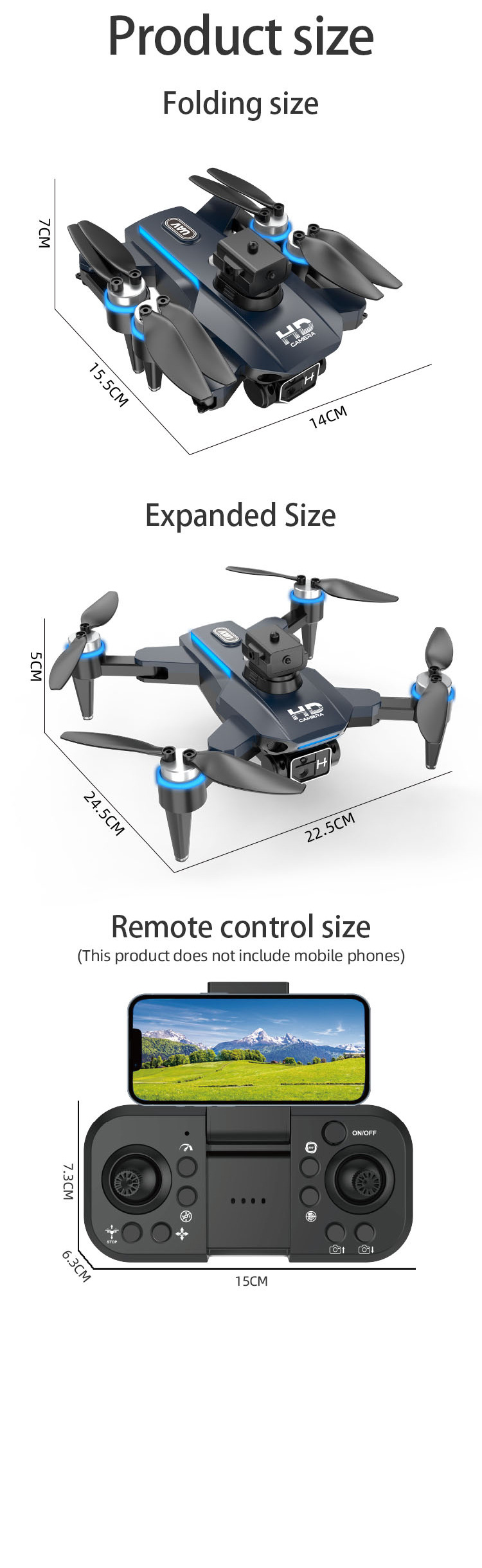 外贸无人机高清航拍超长续航飞行器灯光无刷光流避障遥控飞机玩具详情13