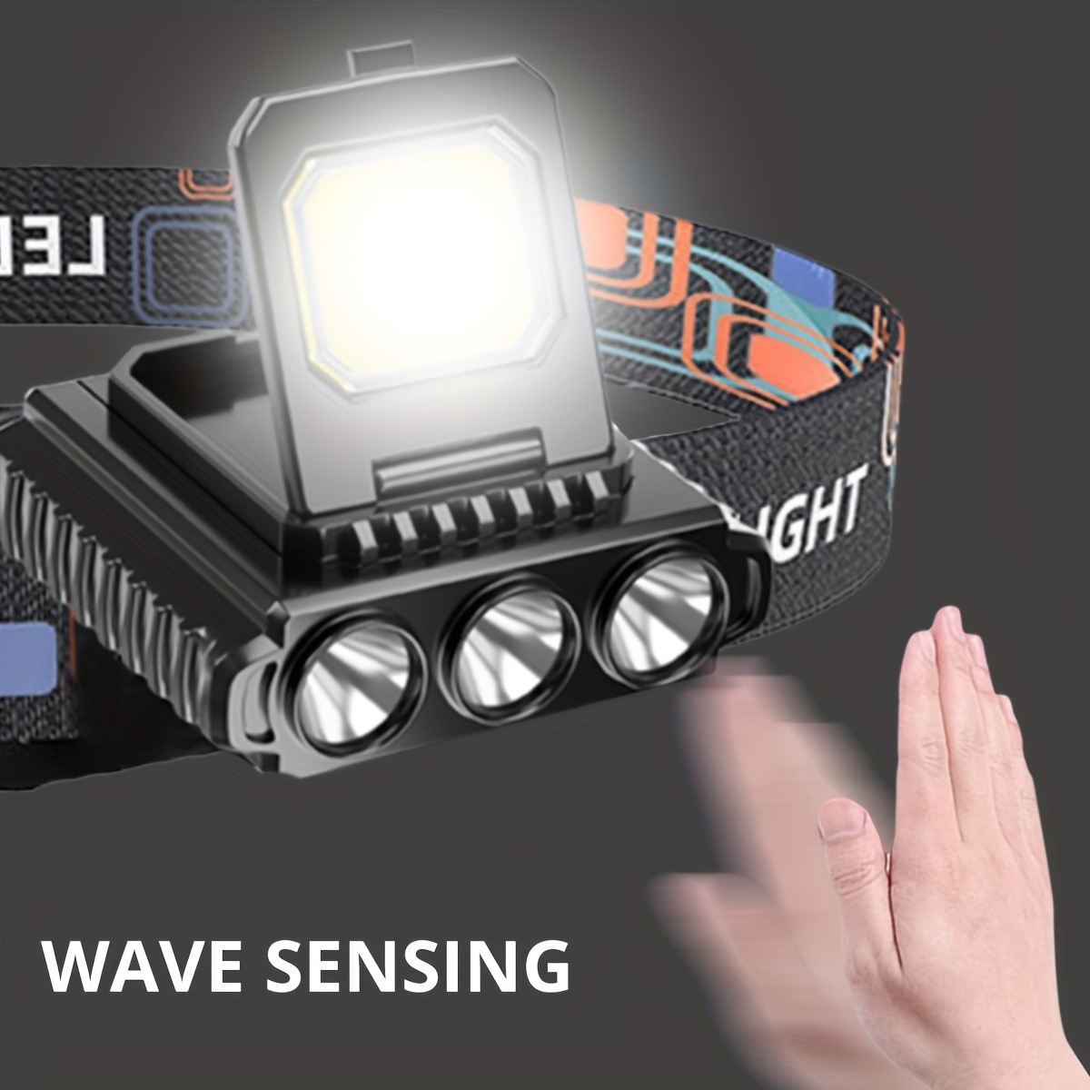 New cross-border hand-waving charging sensor headlamp, USB charging long-range headlamp, COB outdoor lighting, night fishing lamp pic 3