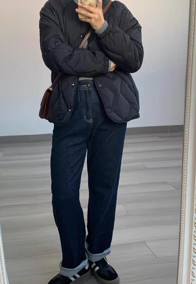 2025秋冬短款菱格圆无领轻薄羽绒服女士内胆白色鸭绒时尚休闲外套详情29