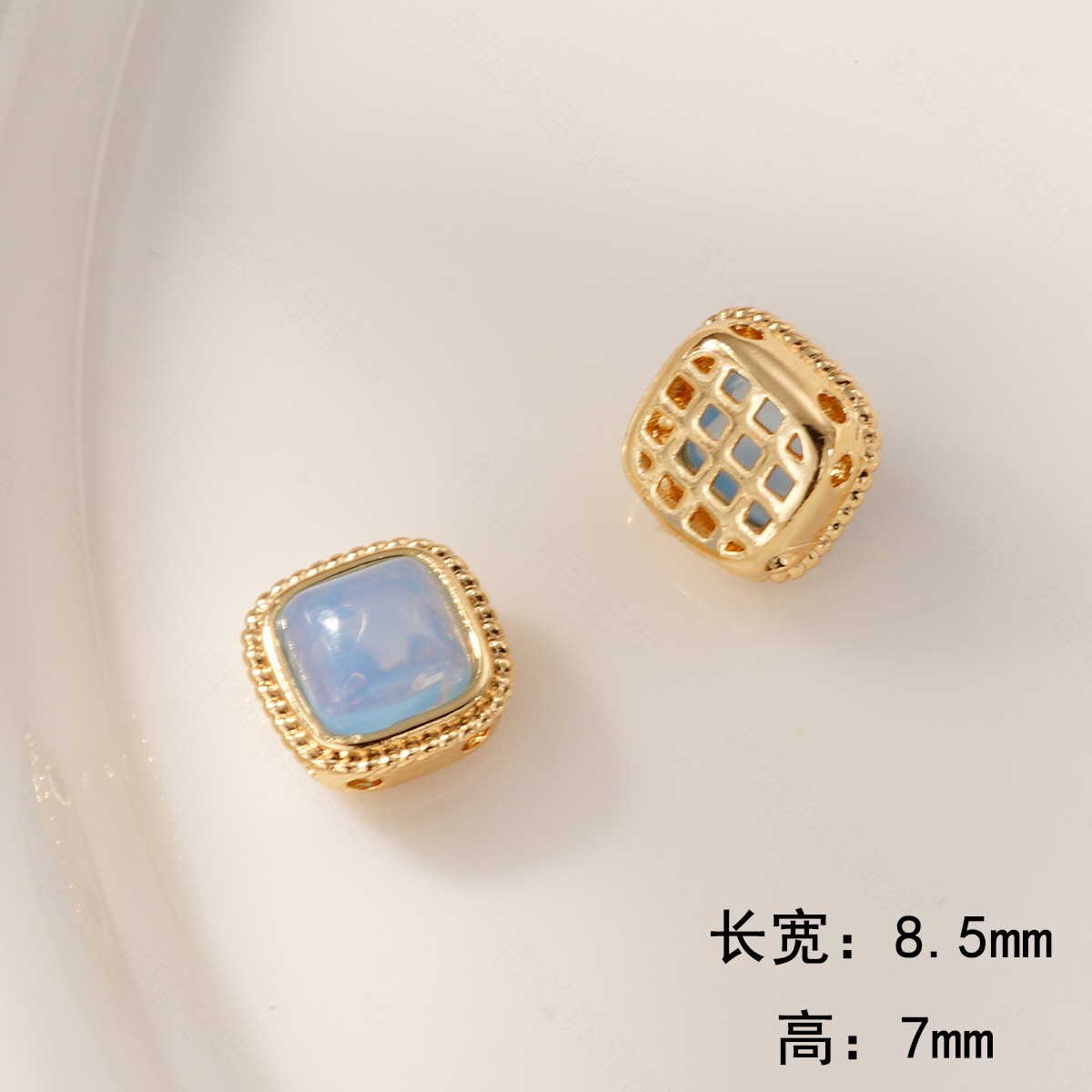 Zircon turquoise aquamarine beads, copper plated with real gold, color retention, high-end style bracelet, necklace clasp DIY accessory pic 13