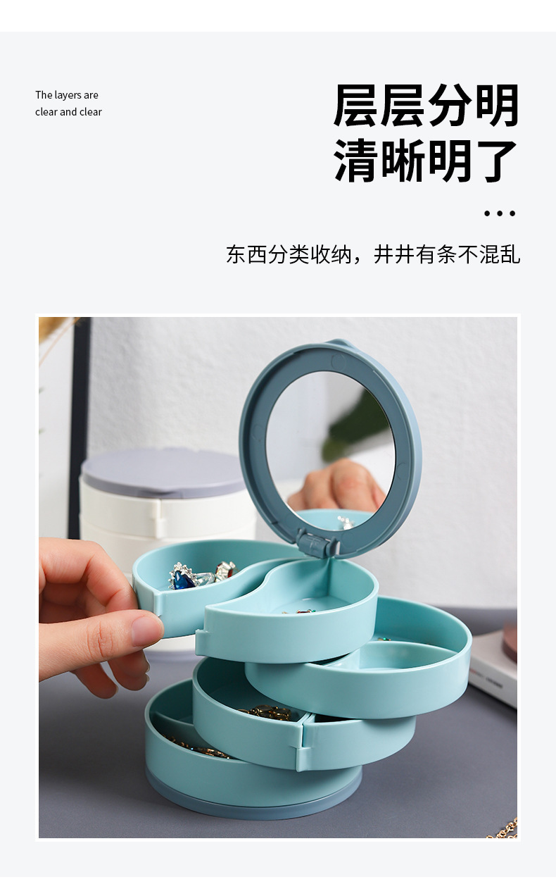 旋转耳钉耳环耳饰首饰收纳盒架小精致收拾饰品网红耳夹包多层盒子详情6