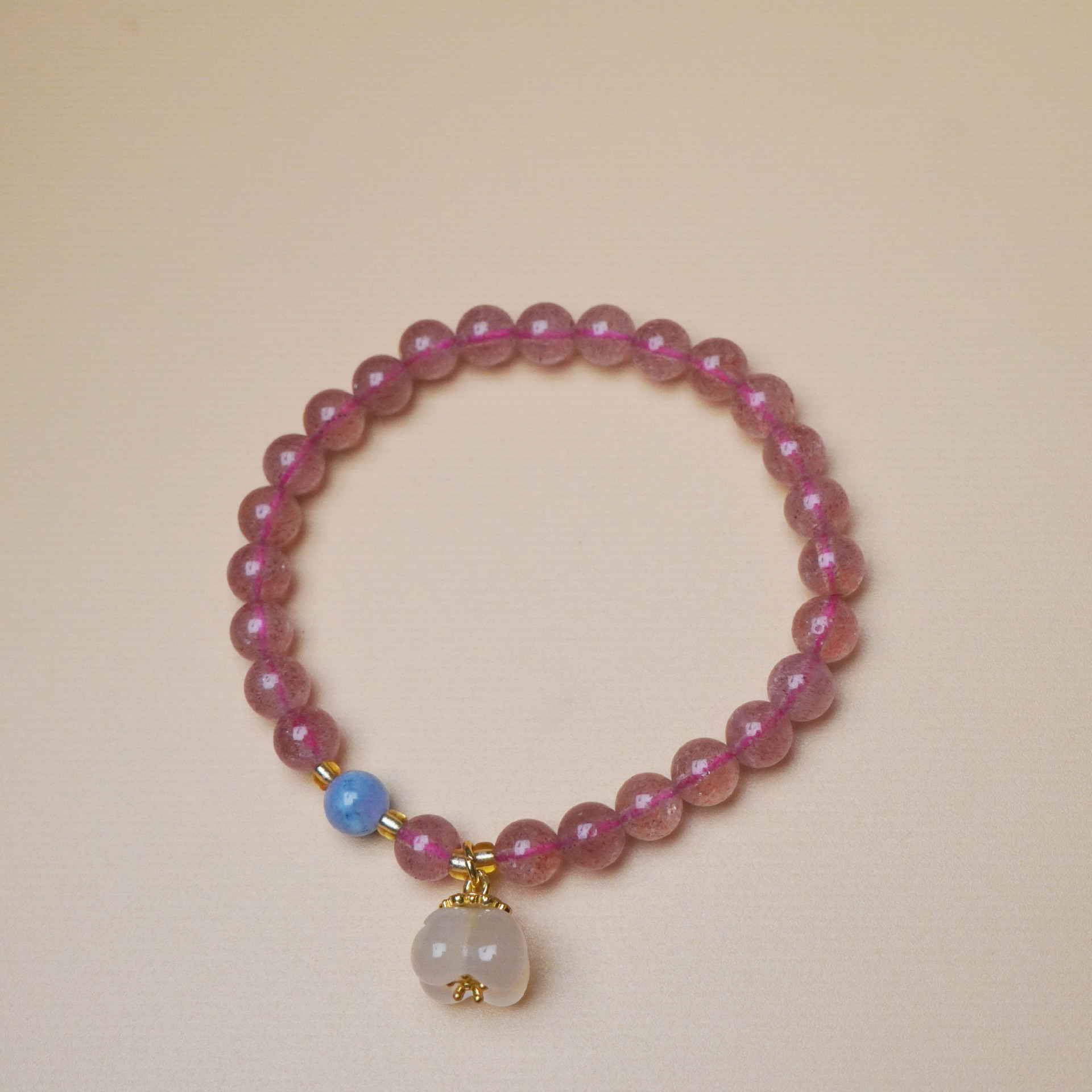 Natural fresa cristal de ágata pulsera con cuentas mujer frescura dulce flor de melocotón colgante premium sense mano pinchos accesorios pic 13