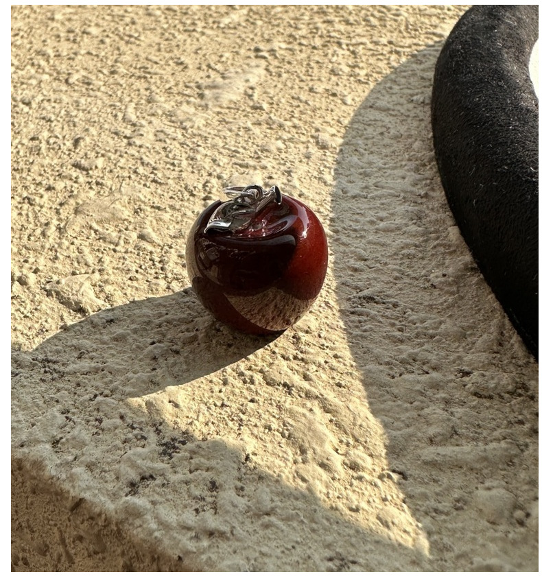 S925 sterling silver niche design Angolan red apple pendant necklace, simple and fashionable, safe and sound sweater chain pic 10