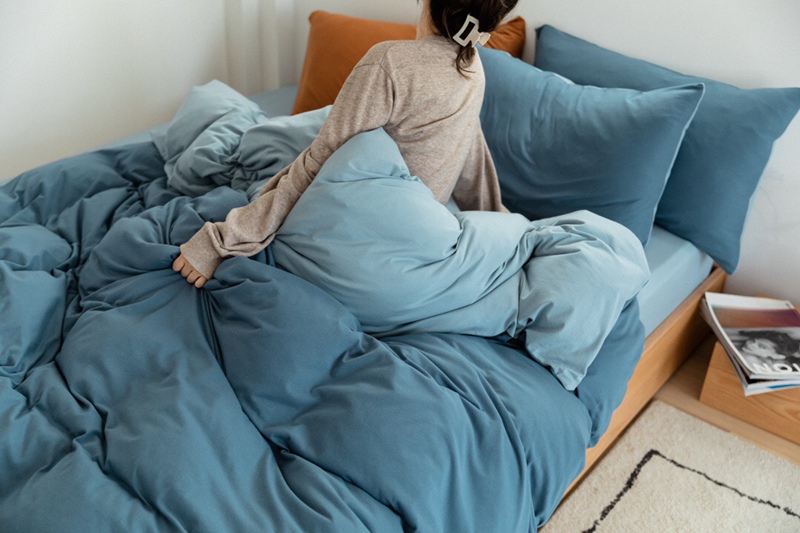 ins Japanese-style solid color all-cotton knitted cotton four-piece set, skin-friendly nude sleeping plain double-layer Indian cotton bed sheet pic 119