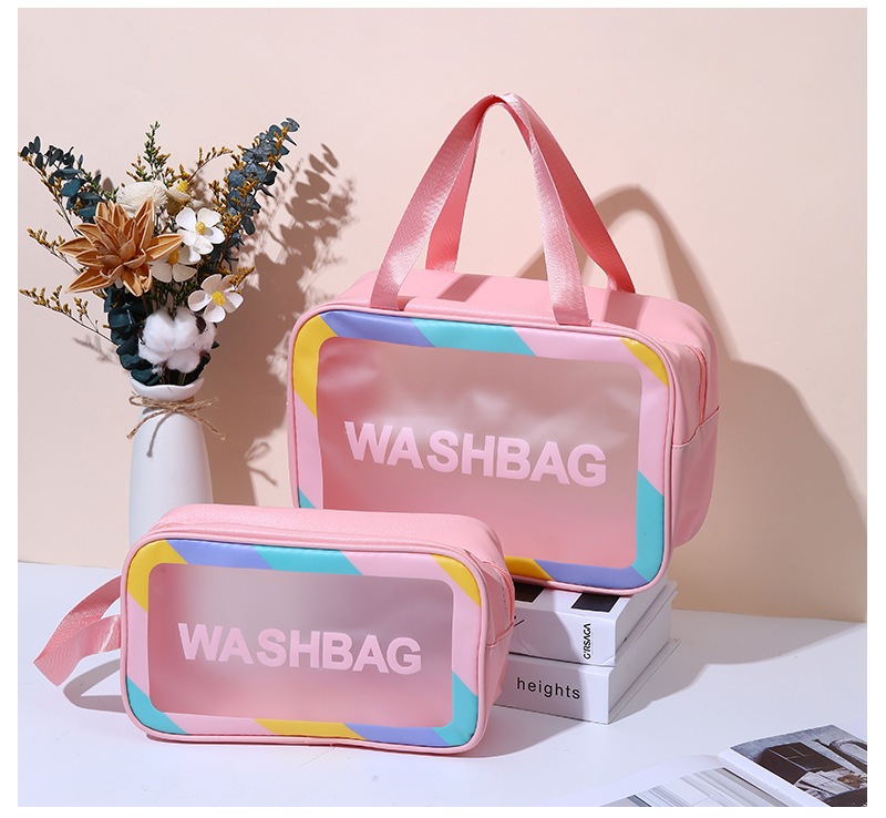 PU磨砂防水化妆品收纳袋大容量化妆包便携式手提透明旅行洗漱包详情11