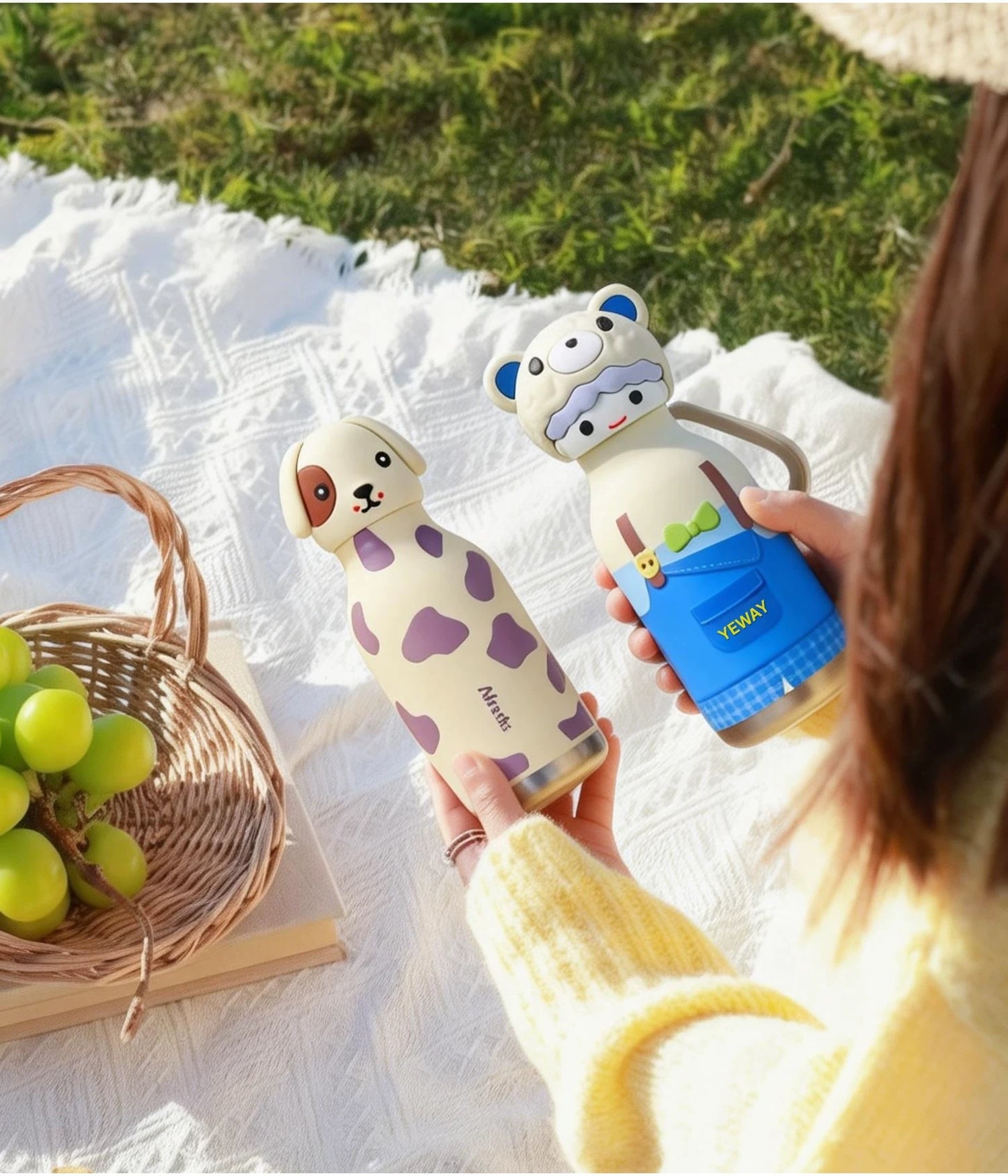 跨境外贸热销公仔动物头保温杯保温保热便携双层真空运动保温水杯详情4