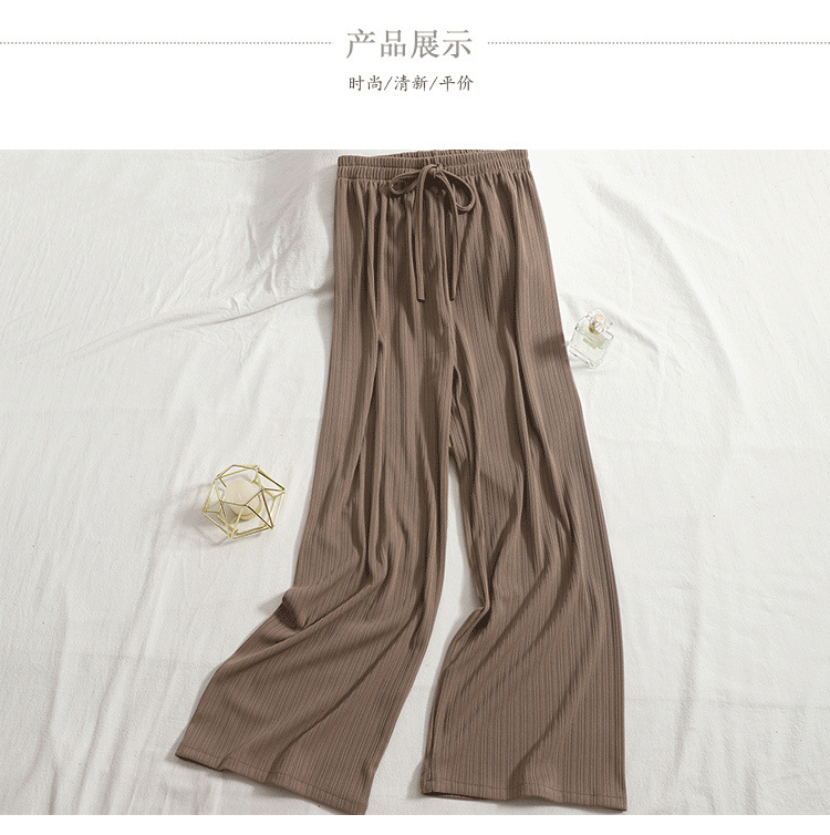 150小个子夏季薄款冰丝阔腿裤女垂感八分裤145直筒宽松白色休闲裤详情4