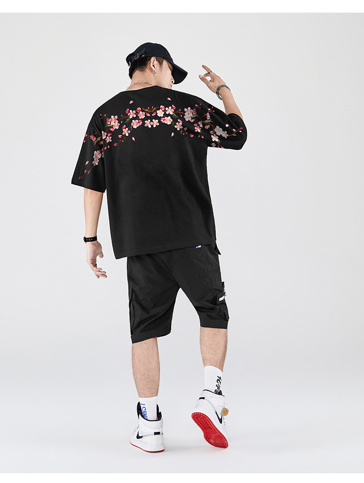 New Spring/Summer 2025 Guochao Chinese Trend brand loose plum blossom embroidered short-sleeved T-shirts for men and couples, summer half-sleeved pic 11