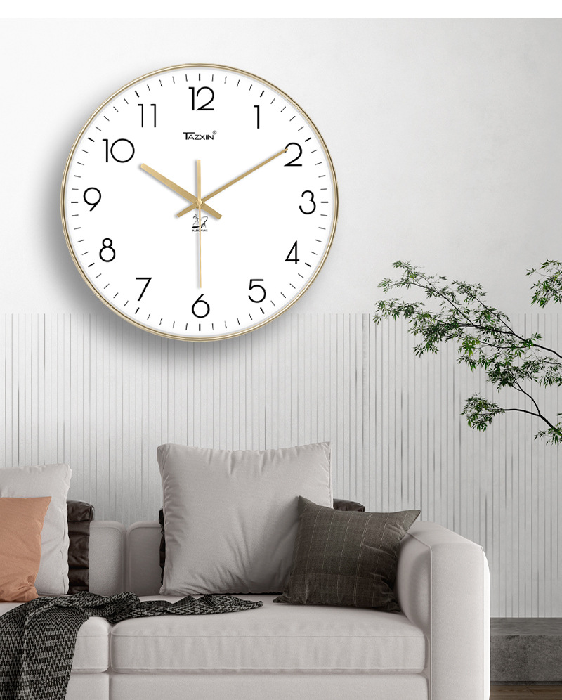钟表挂钟客厅家用轻奢免打孔静音自动对时电波时钟挂墙厂家代批发详情20