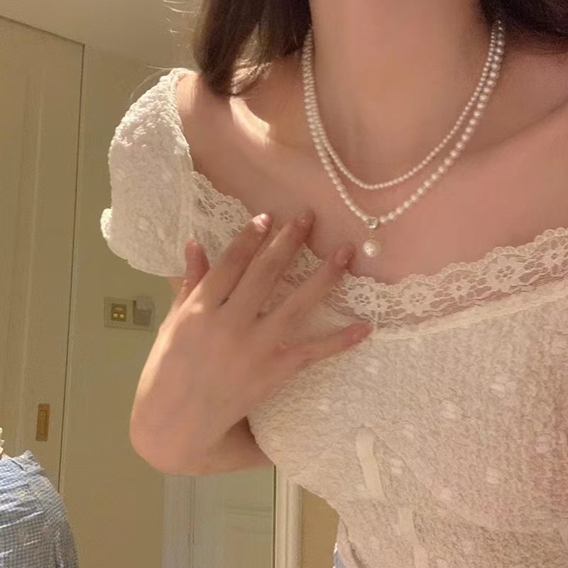 法式复古珍珠双层项链小米珠配饰女高级感轻奢小众锁骨链choker详情1