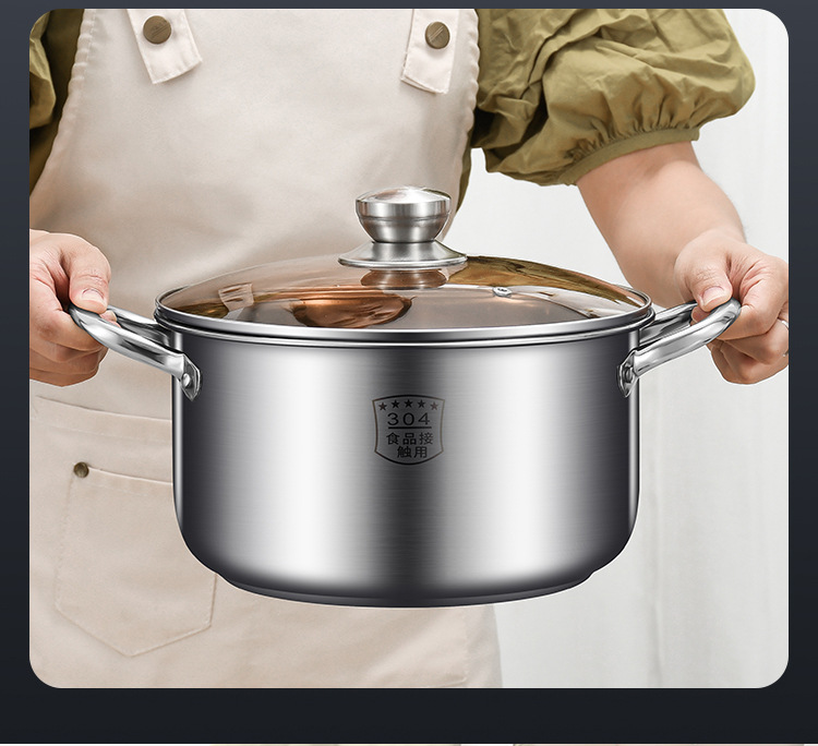 Household stainless steel soup pot, commercial 304 stewing pot for making soup, stewing meat, boiling soup, steaming and instant noodles, small pot, gas induction cooker pic 11