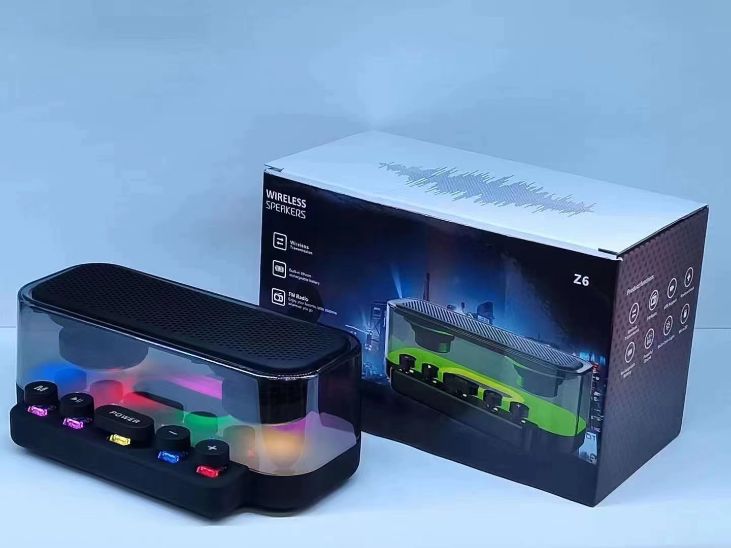 Z6 Phantom Color Light Bluetooth Speaker, mechanical button operation, all-in-one e-sports punk style audio gift speaker pic 4