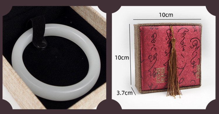 古风流苏铜钱麻布首饰盒包装盒礼品锦盒佛珠手串手镯黄金收纳盒详情9