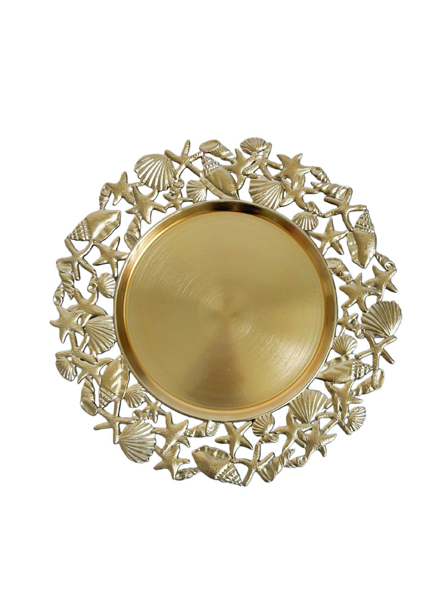 样品跨境欧式复古桌面装饰垫盘PP镂空海星海螺盘西餐厅圆形不规则详情1