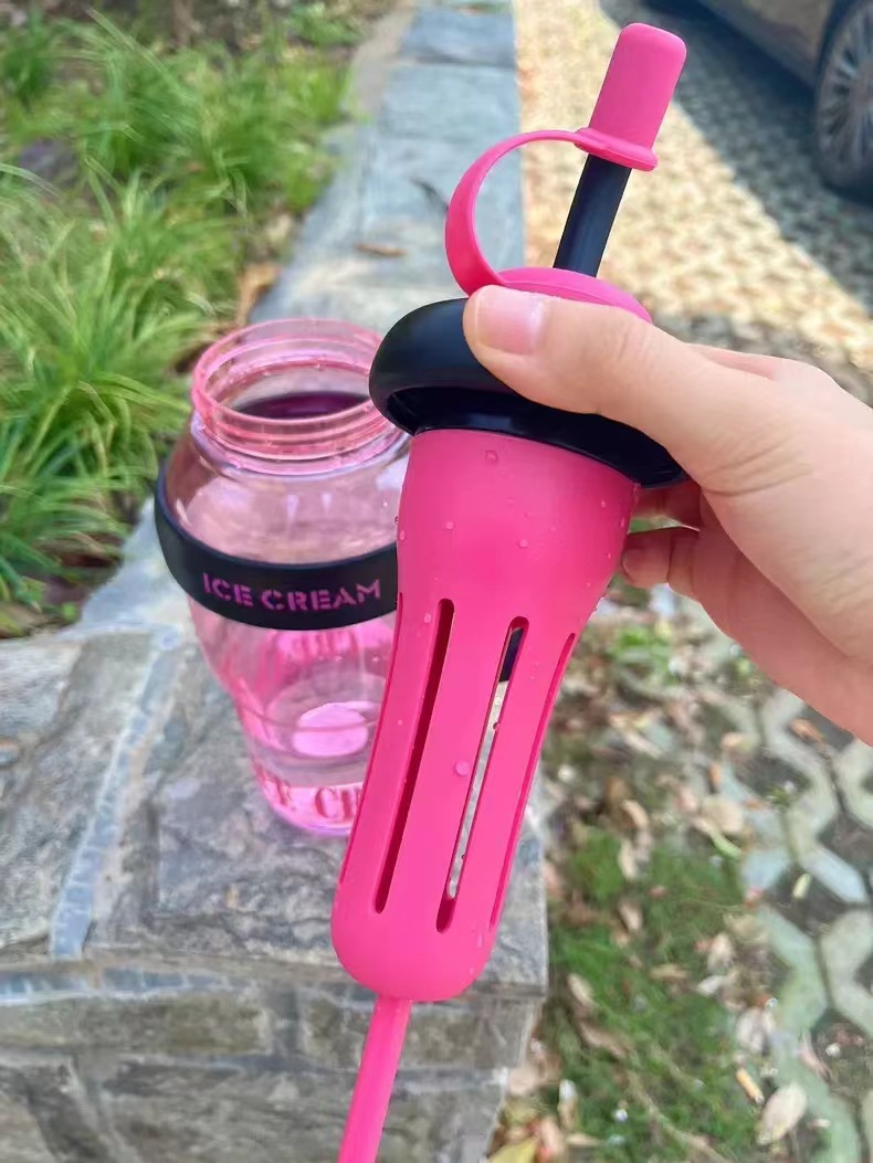New large-capacity 2025 ice cup, high appearance level, large-mouth cup for girls, convenient with straw, tea strainer, flower tea, plastic cup pic 11