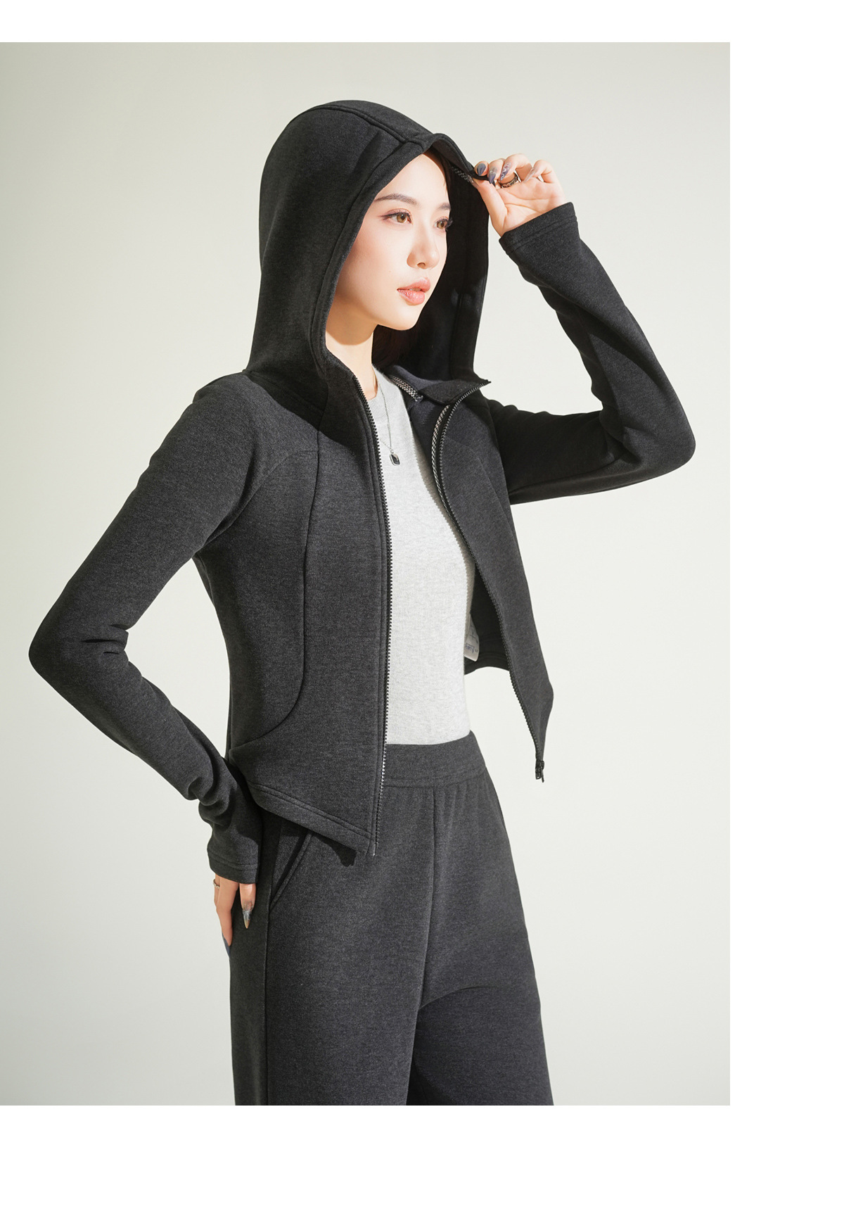 Cashmere and silk sports sweatshirt set for women, winter thickened with fleece and hooded casual set for women, windproof and warm for autumn and winter pic 33