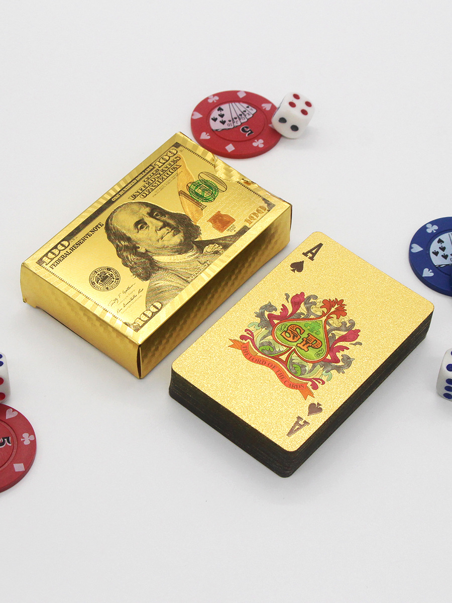 美元扑克牌金箔扑克牌土豪金黑金防水扑克牌批发外贸热卖跨境现货详情8