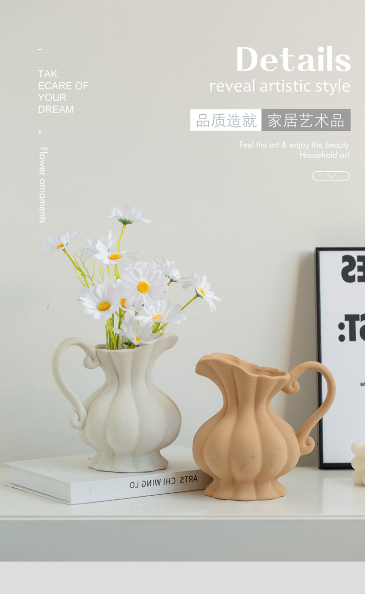 2026 new style white ceramic vase, three or two plastic empty wine bottles, ceramic glass vase, small wine bottles pic 2