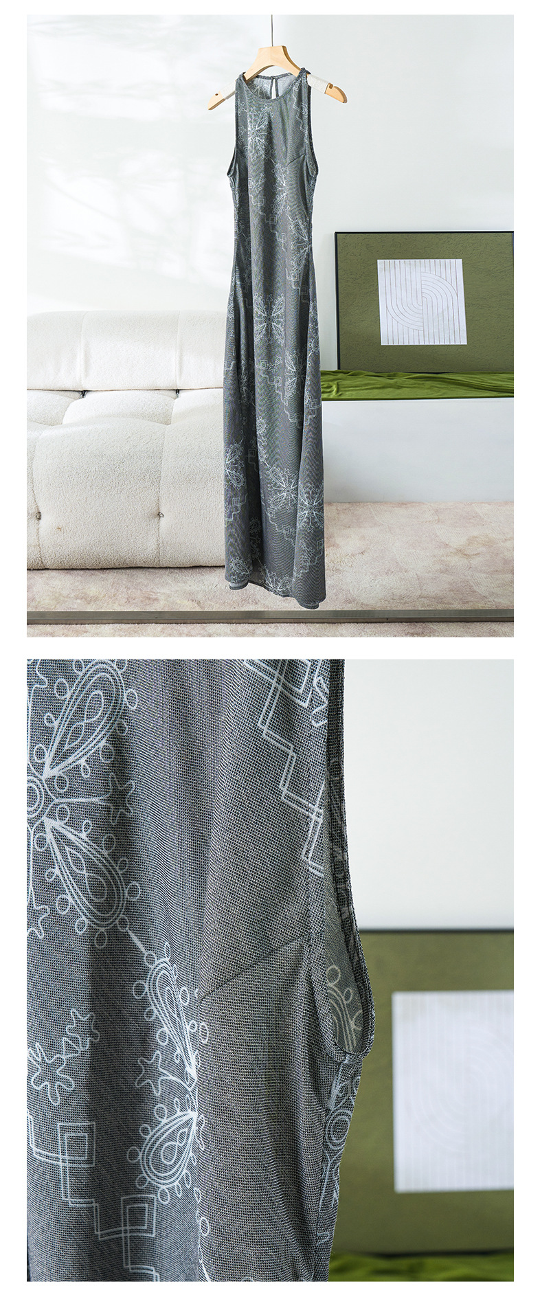 Rongtai Tencel Linen printed improved cheongsam sleeveless slimming dress for Women 2025 New style elegant A-line dress pic 45