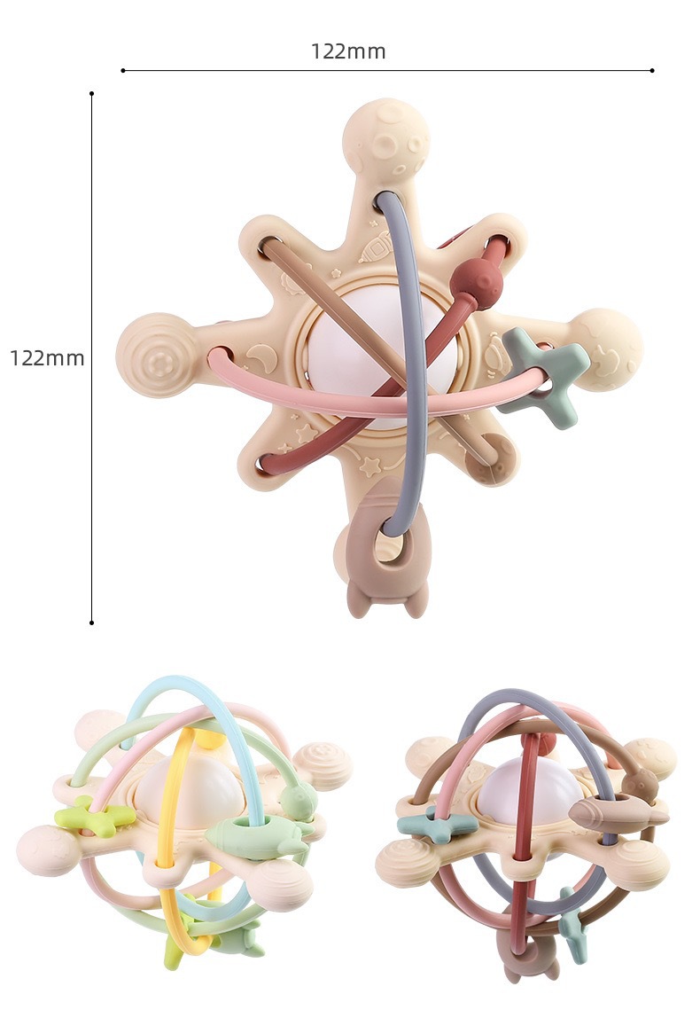 Baby and toddler hand-held ball, starry sky bite, rattle teething gel, water-boiled, biting, grasping and soothing toy manufacturer, baby and maternal products, silicone chain bite gel, baby pic 14