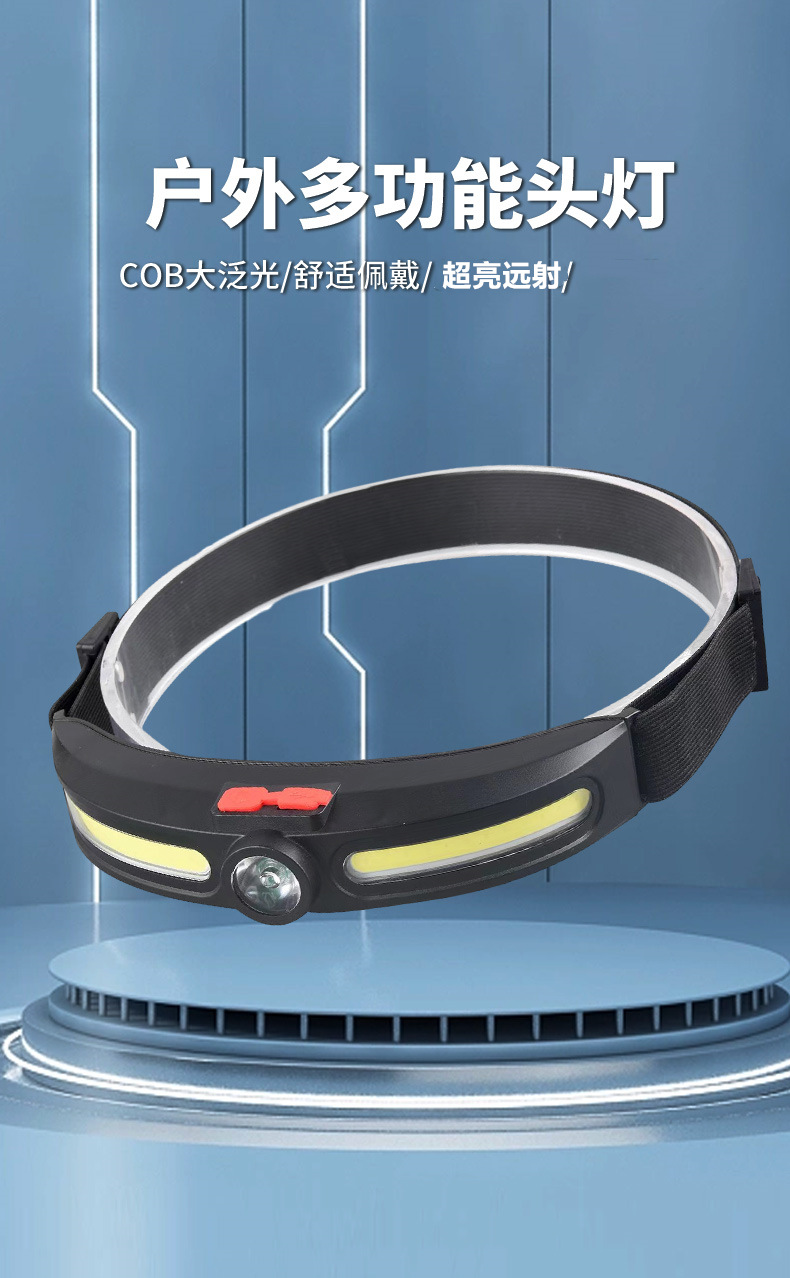 New cross-border multi-functional COB floodlight, led outdoor cycling, night running and night fishing light, USB charging strong bald light pic 5