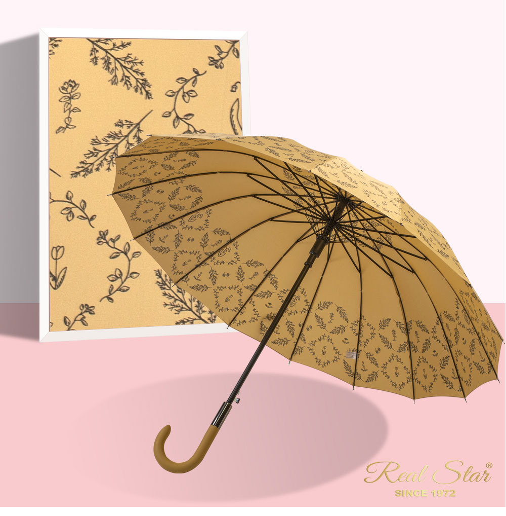 【出口哈萨克斯坦】稻穗印花直杆伞一键开伞190T高密度防水布雨伞详情12