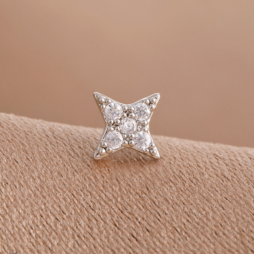 跨境钛钢镶钻鼻钉螺丝拧球直杠鼻钉不锈钢耳钉气质小众设计感耳钉详情16