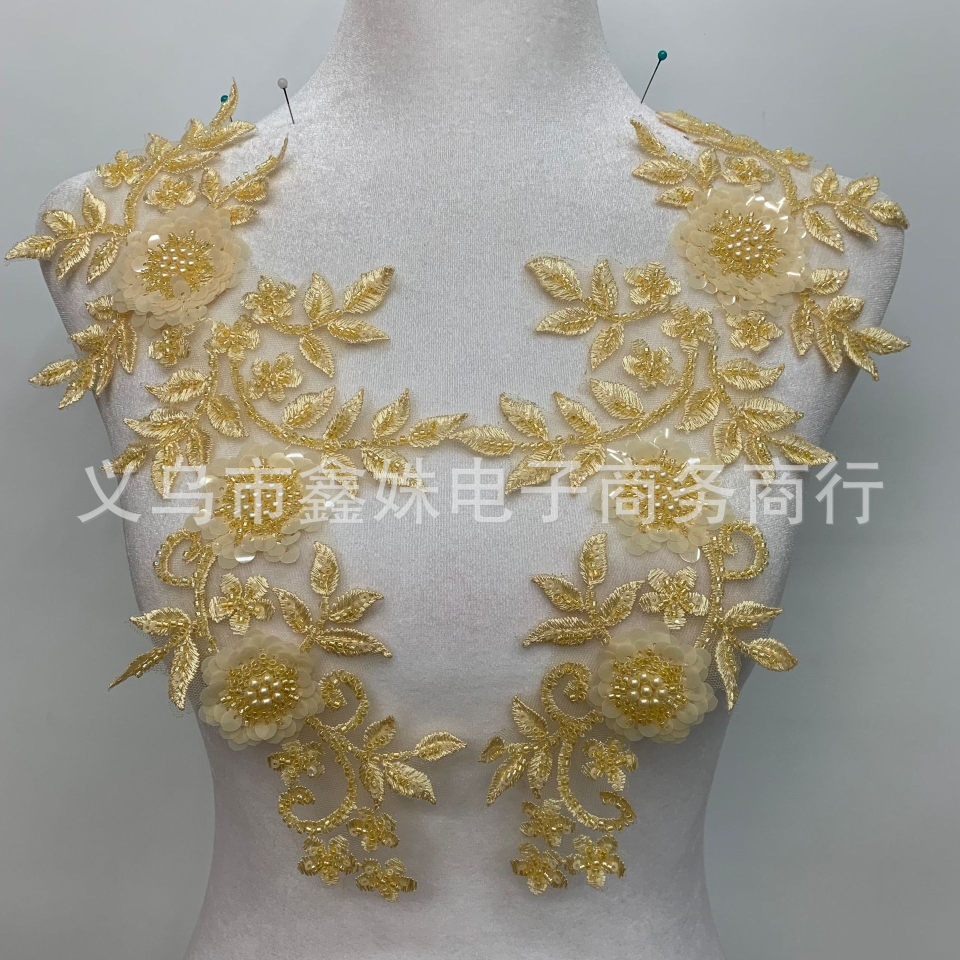 Best-selling colored three-dimensional lace embroidered fabric stickers for diy evening gowns and wedding clothing accessories with sequins and decals pic 9
