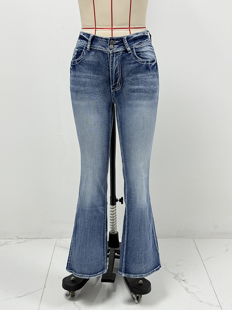 Aliexpress Cross-border Europe and America 2025 Spring New Embroidered jeans for women, high-quality straight-leg slimming stretch pants pic 4