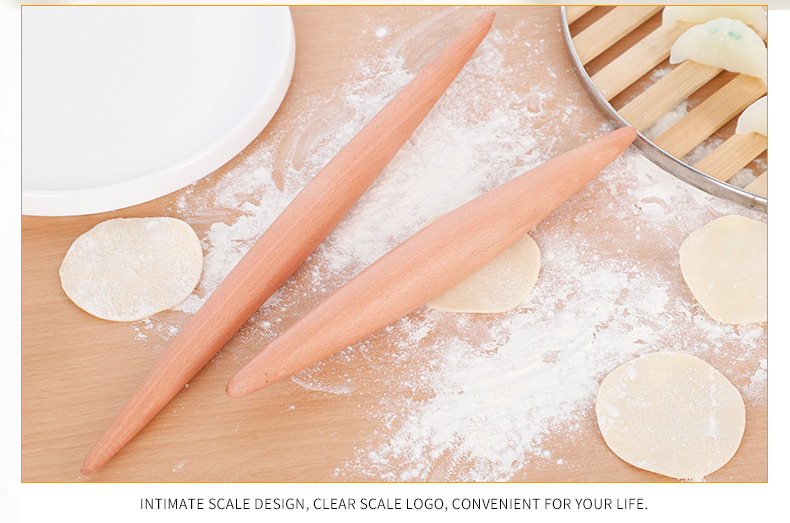 Household beech wood pointed rolling pin, dumpling wrapper, noodle pressing and rolling stick, 檊 noodle stick, baking tools pic 13