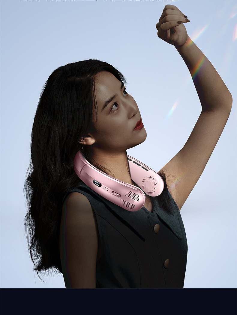 跨境新款挂脖风扇数显户外运动学生便携式usb迷你100档挂脖小风扇详情12
