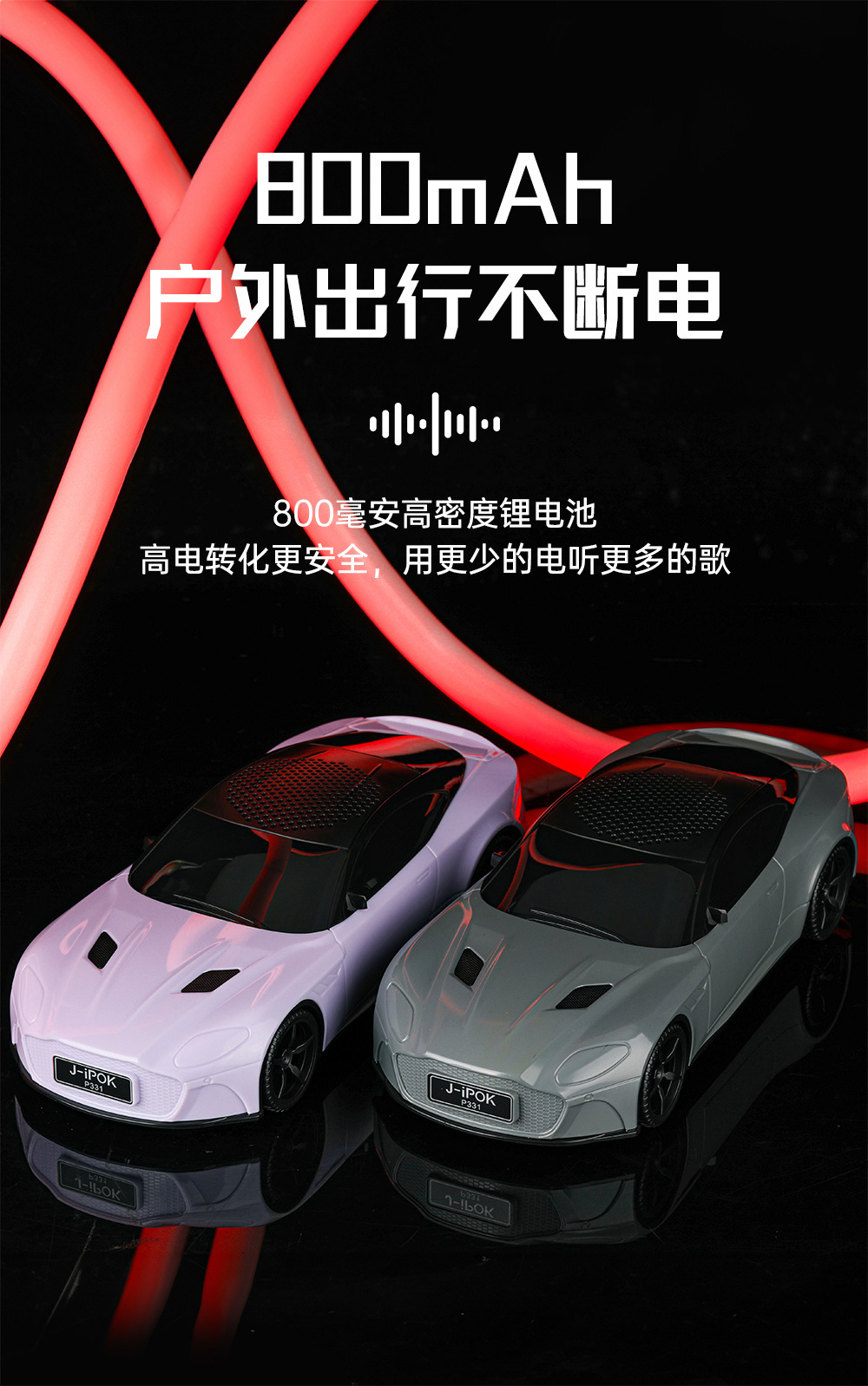 新款汽车造型蓝牙音响炫酷跑车外观重低音炮无线音箱大音量长续航详情5